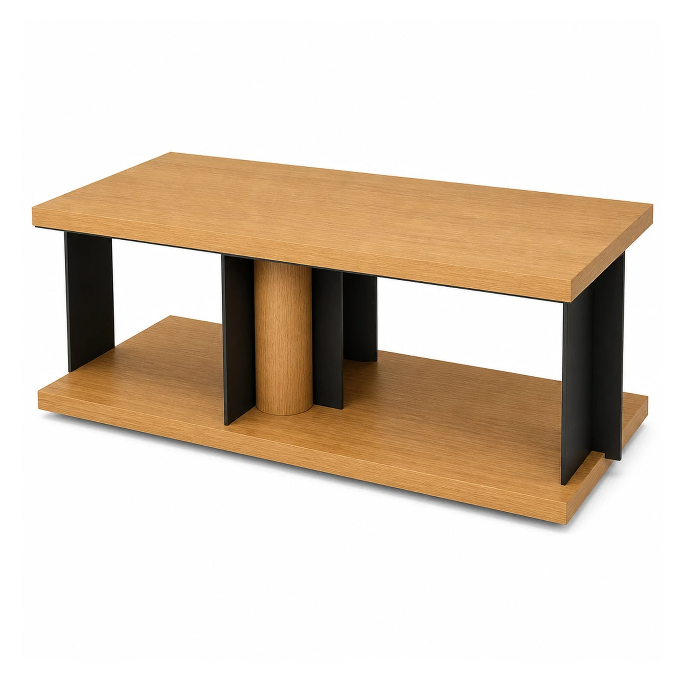 Modern Wood Coffee Table with Black Metal Legs