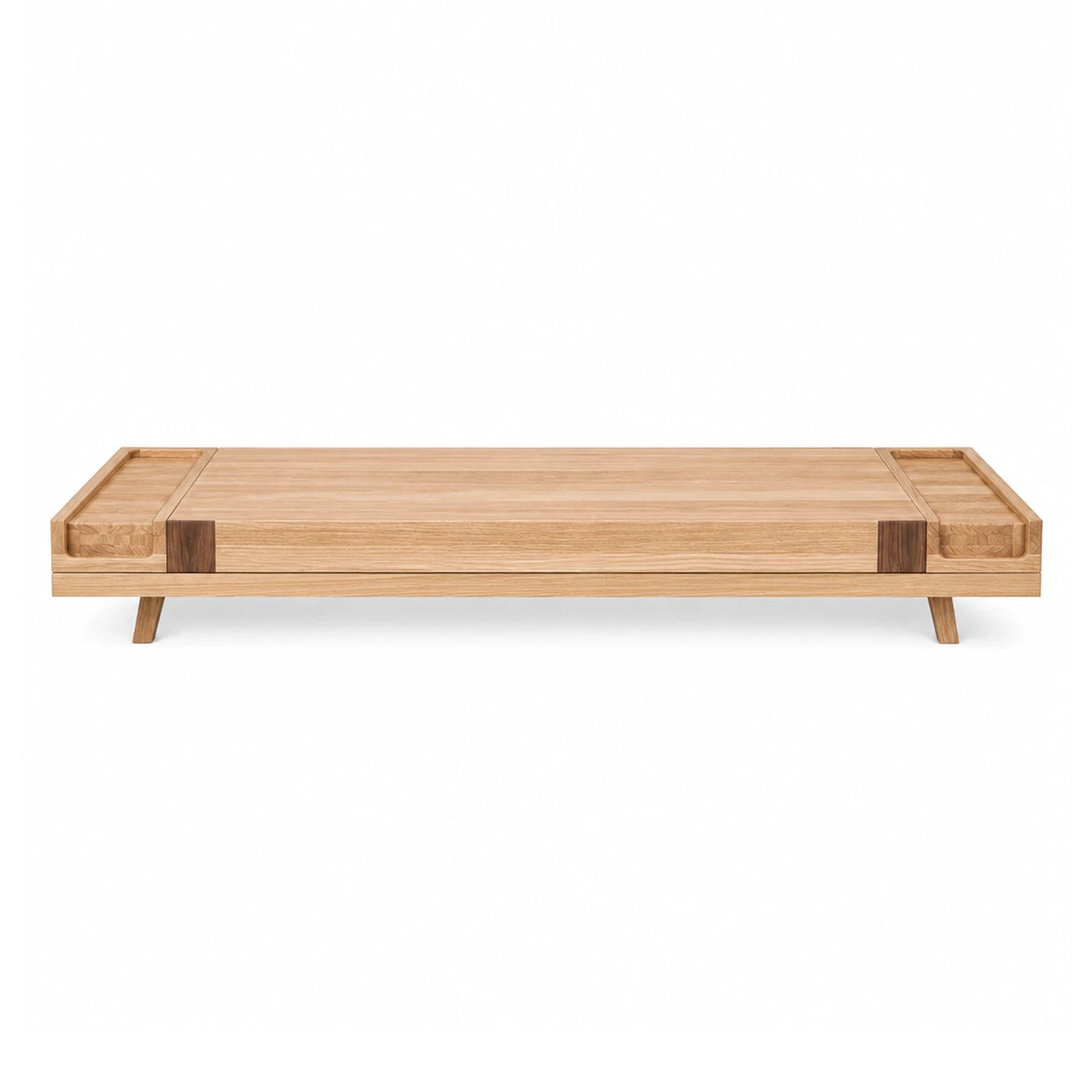 Light Wood Coffee Table with Side Trays
