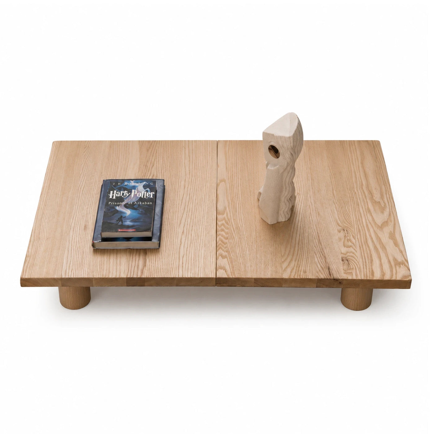 Light Wood Modular Coffee Table with Cylindrical Legs