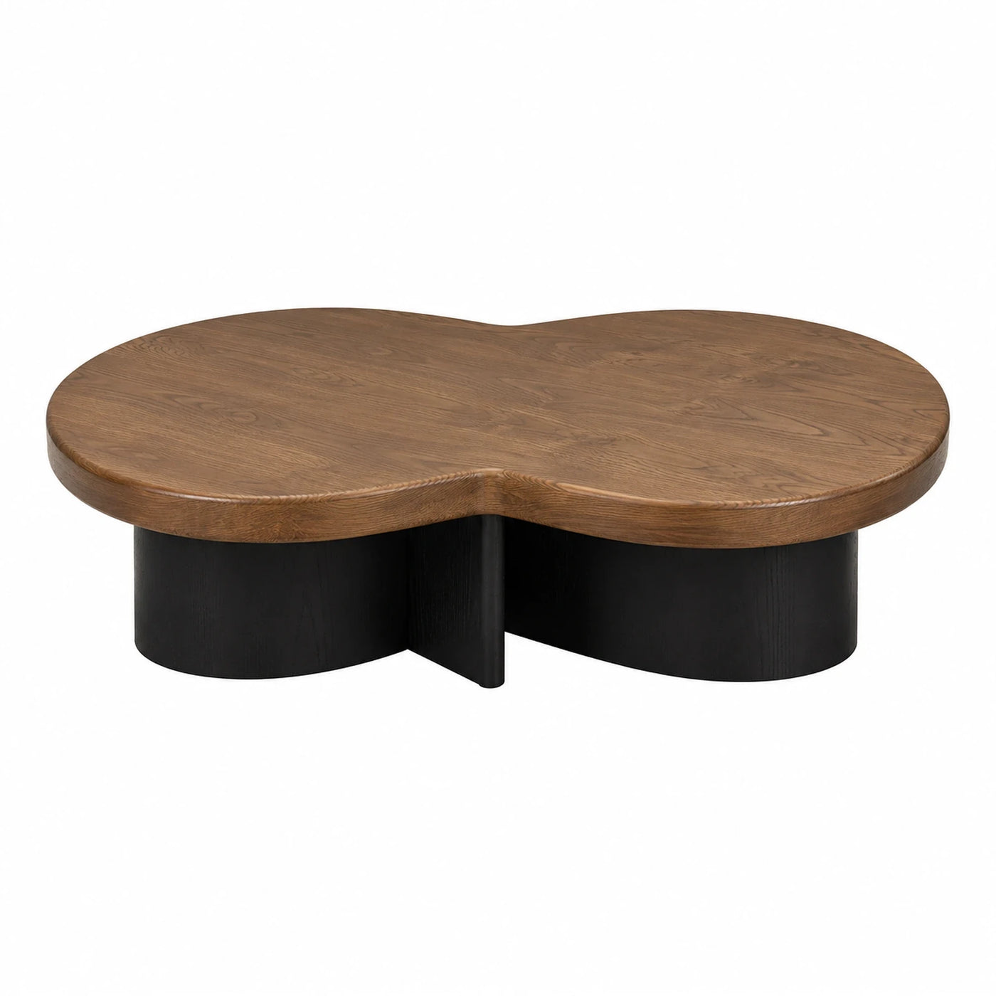 Peanut Shaped Wooden Coffee Table with Black Base