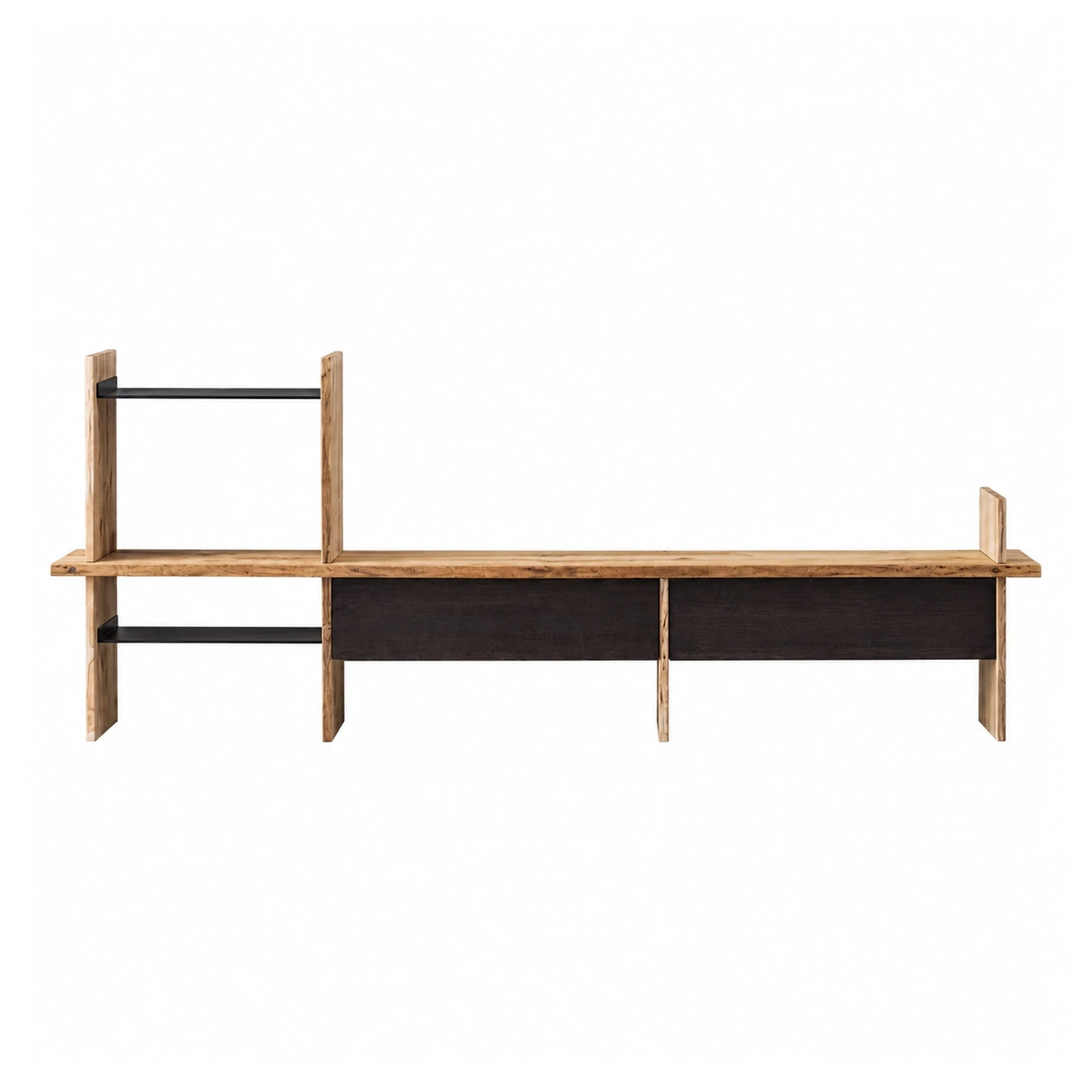 Modern Wood TV Stand with Open Shelving