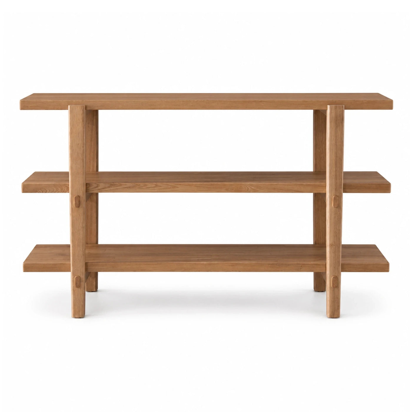 Three-Tier Solid Wood Console Table with Open Shelving