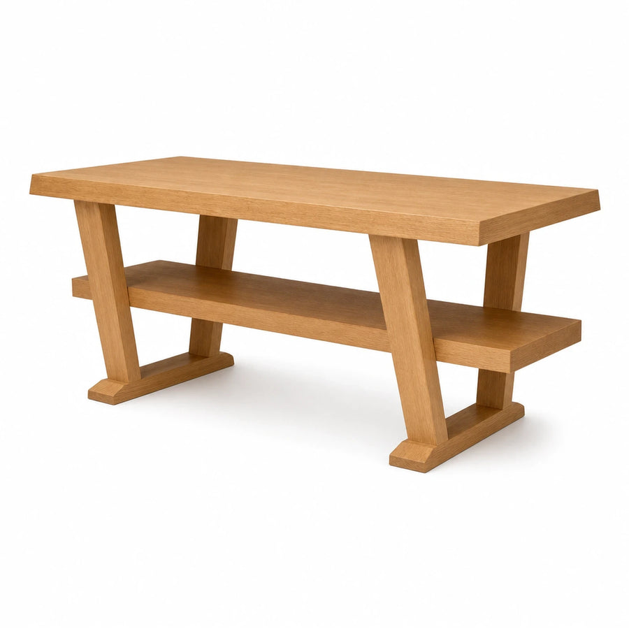 Solid Wood Dining Table with Lower Shelf