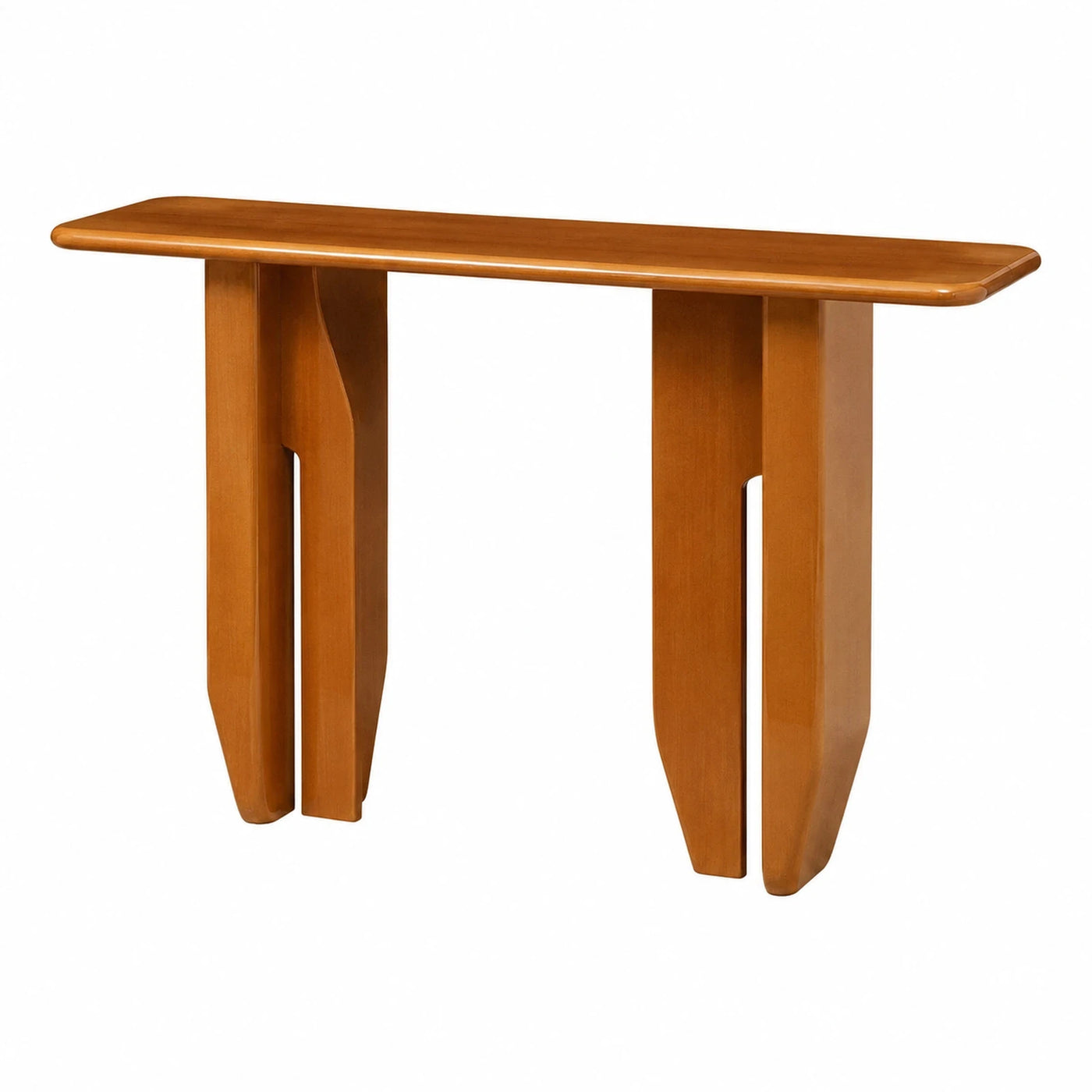 Wood Console Table with Sculptural Split Legs