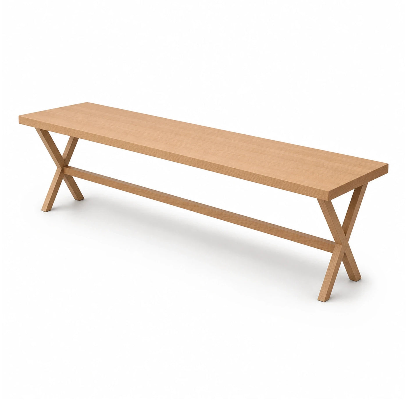 Light Wood Bench with X-Frame Legs