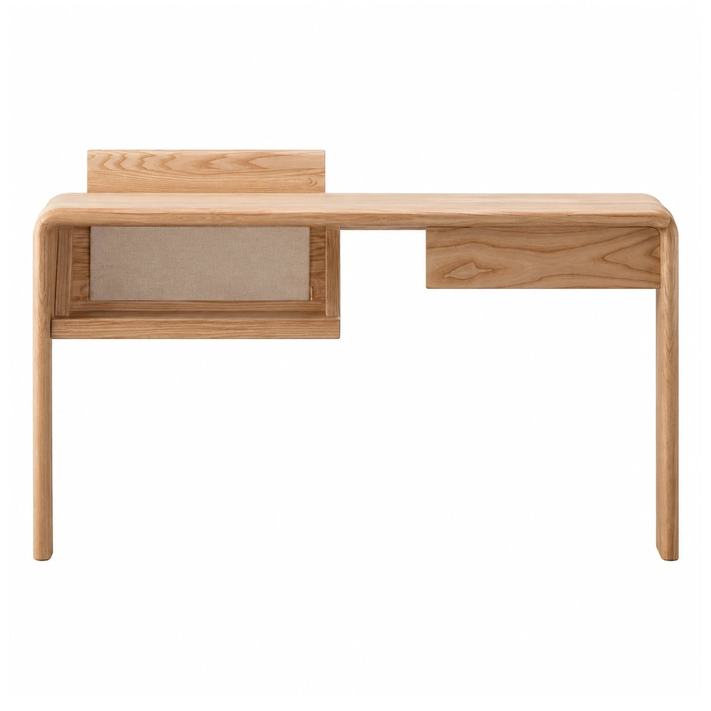 Light Wood Desk with Fabric Panel and Drawer