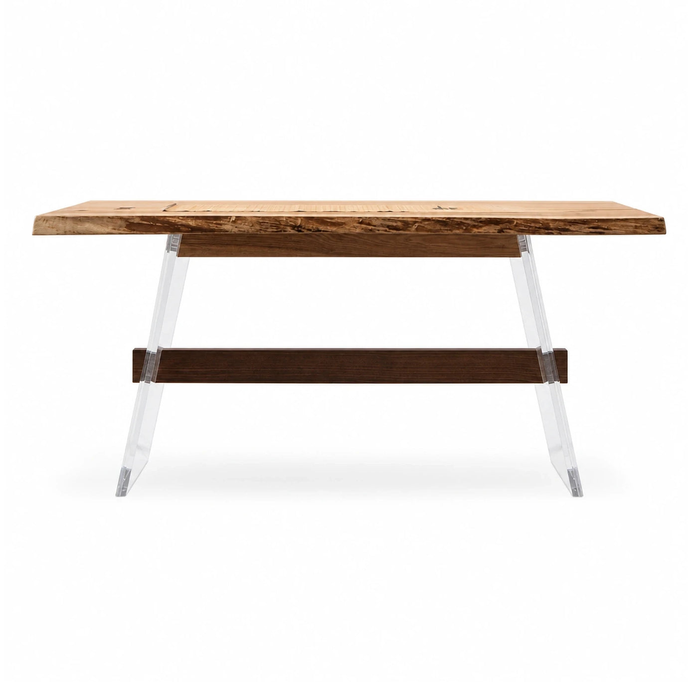 Live Edge Wood Console Table with Acrylic Legs
