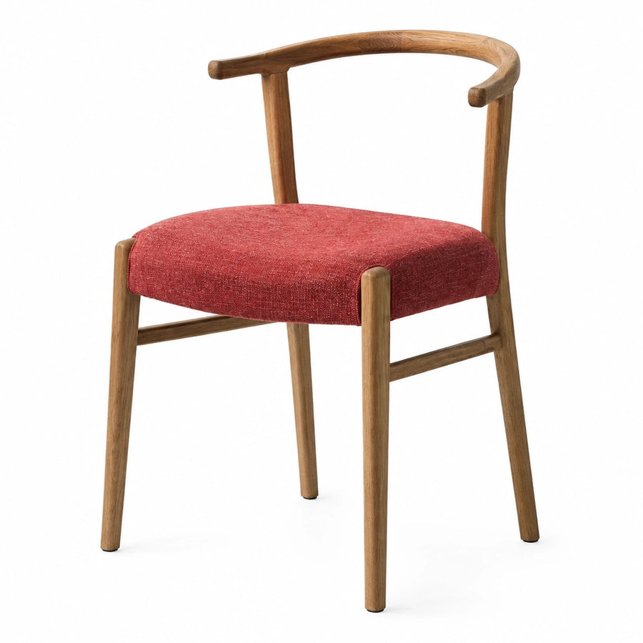 Red Fabric Upholstered Wishbone Dining Chair