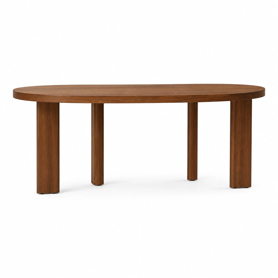 Oval Wooden Dining Table with Cylindrical Legs