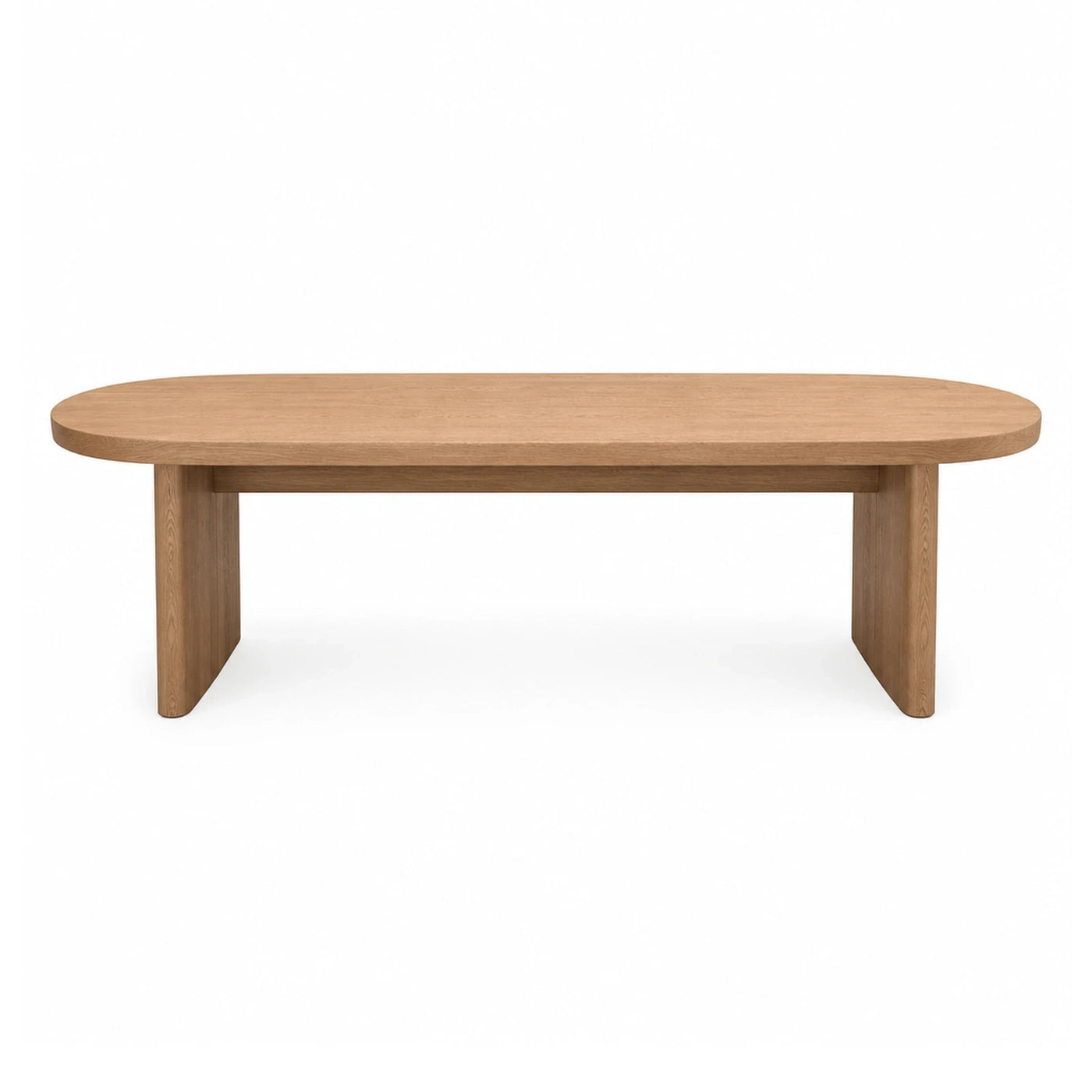 Oval Oak Wood Coffee Table with Solid Legs