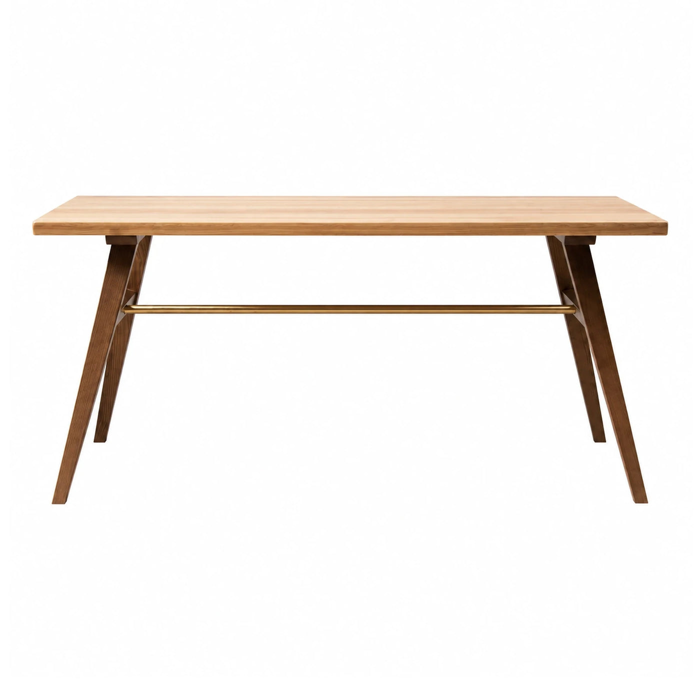 Wood Dining Table with Brass Crossbar