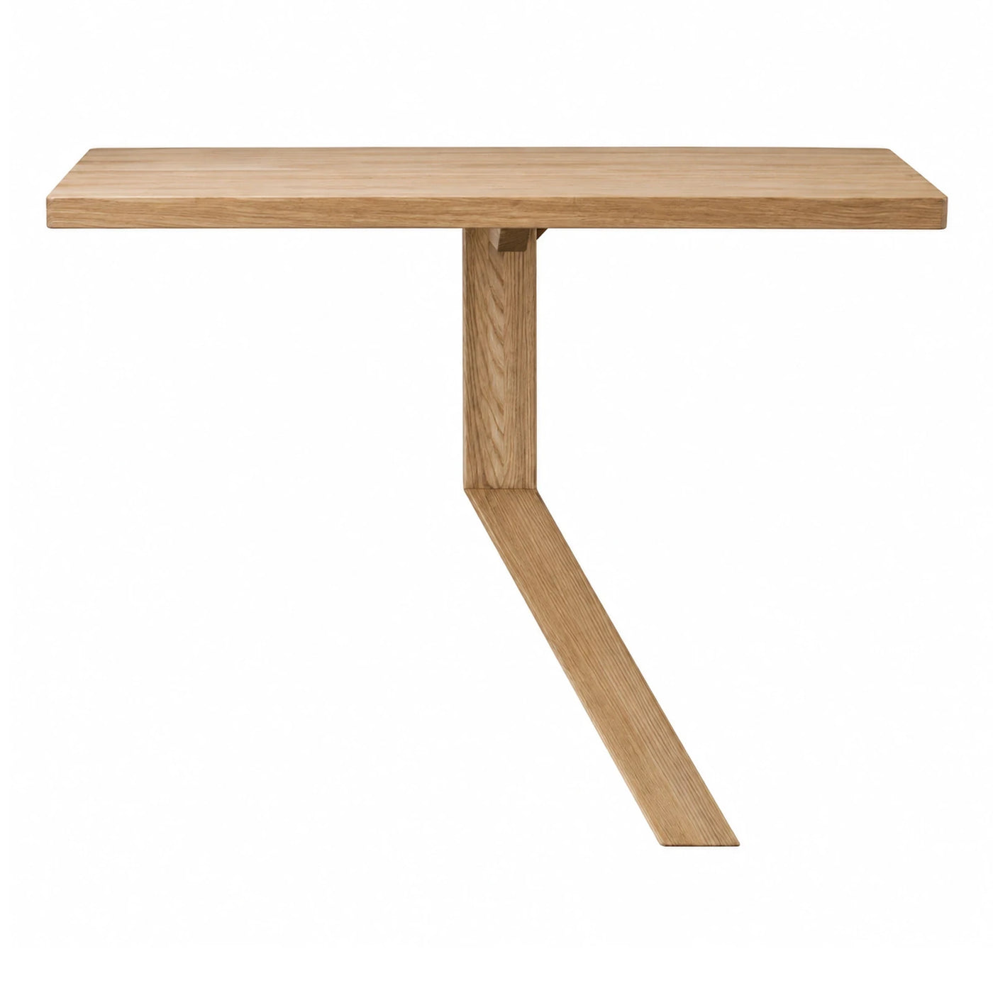 Light Oak Wood Console Table with Angled Leg
