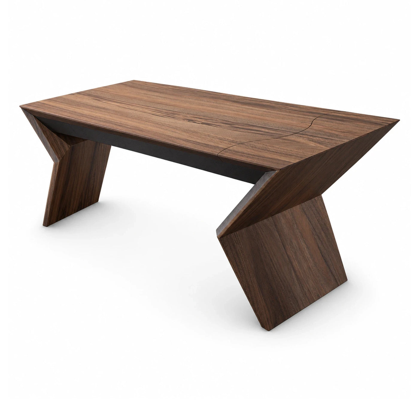 Dark Wood Geometric Base Dining Table