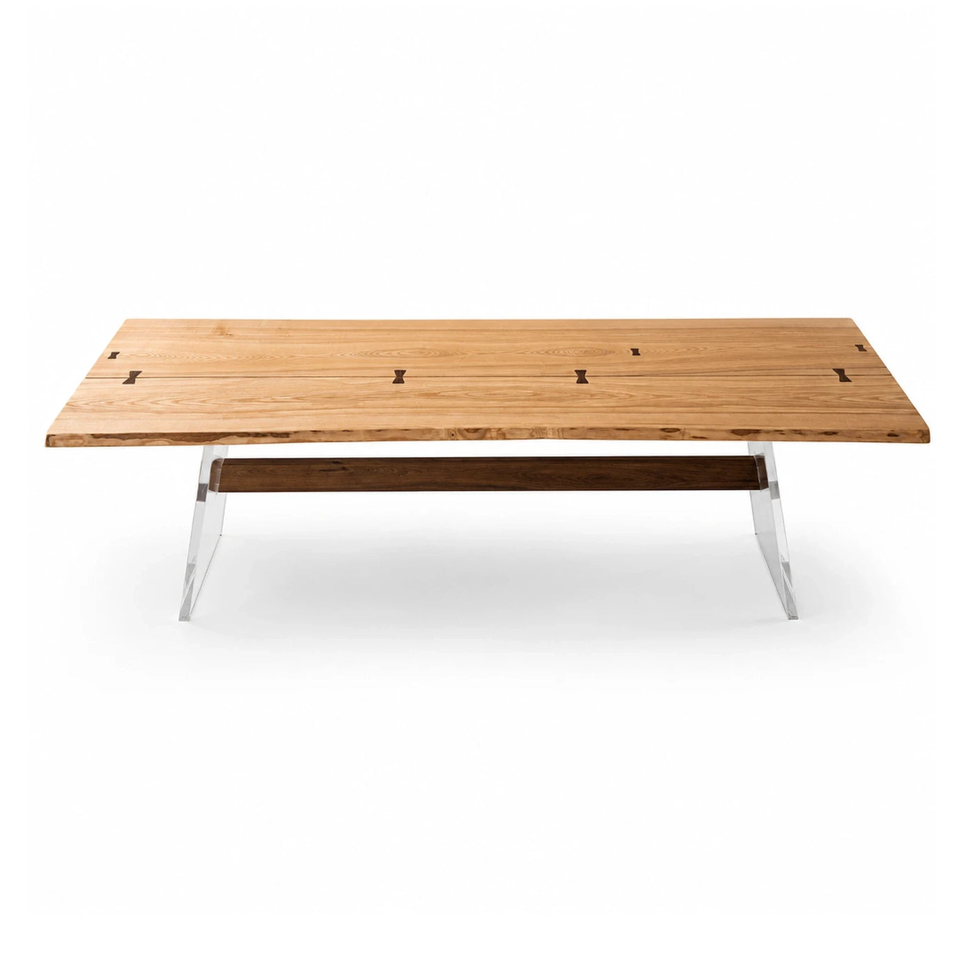 Live Edge Wood Coffee Table with Acrylic Legs