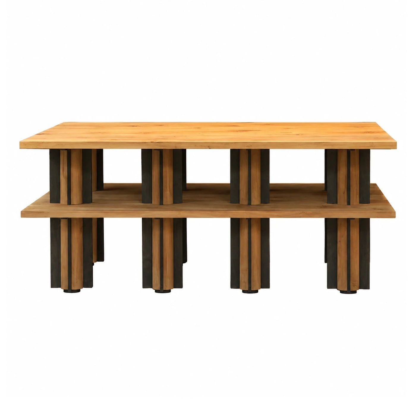 Wood and Metal Two-Tier Console Table