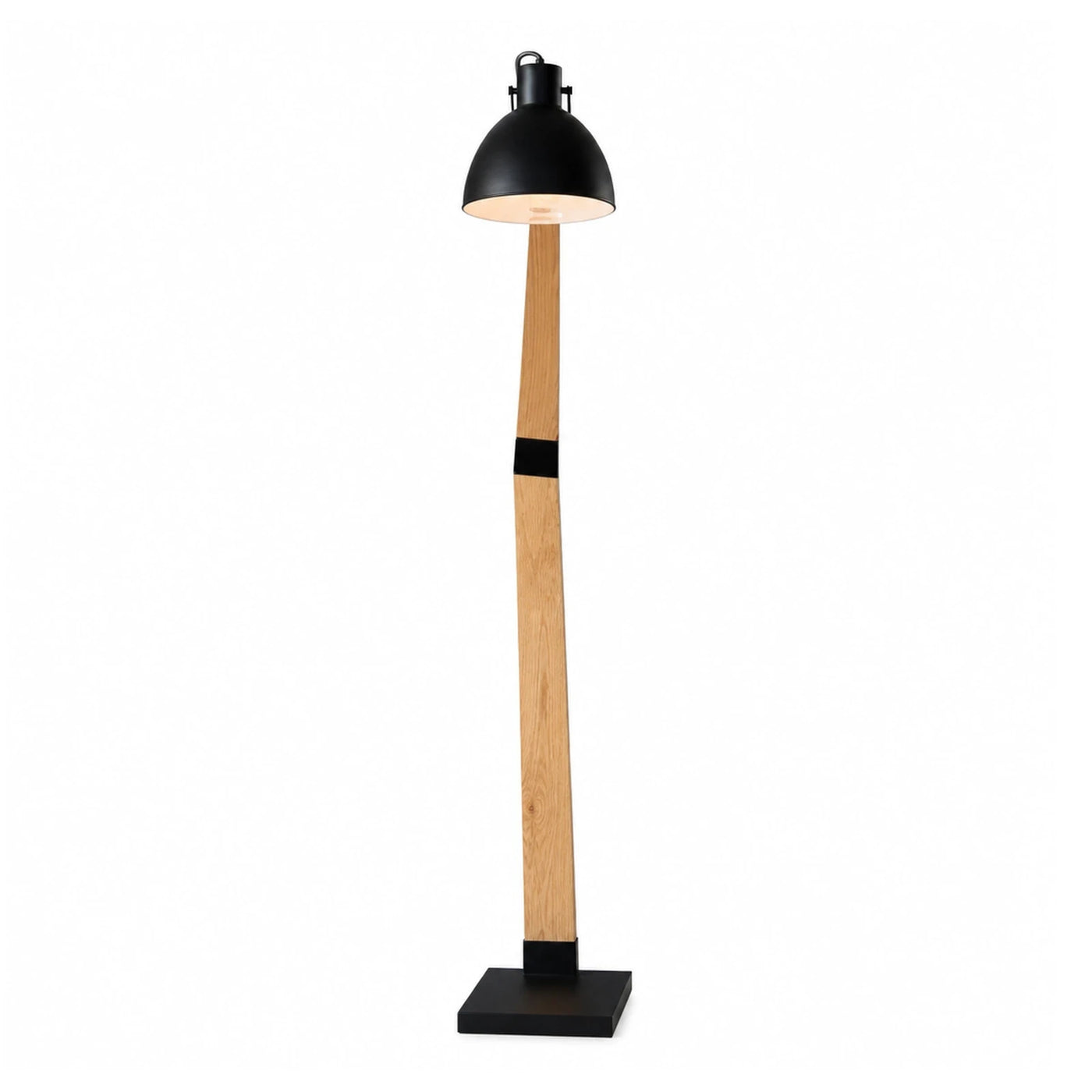 Black Metal and Wood Floor Lamp