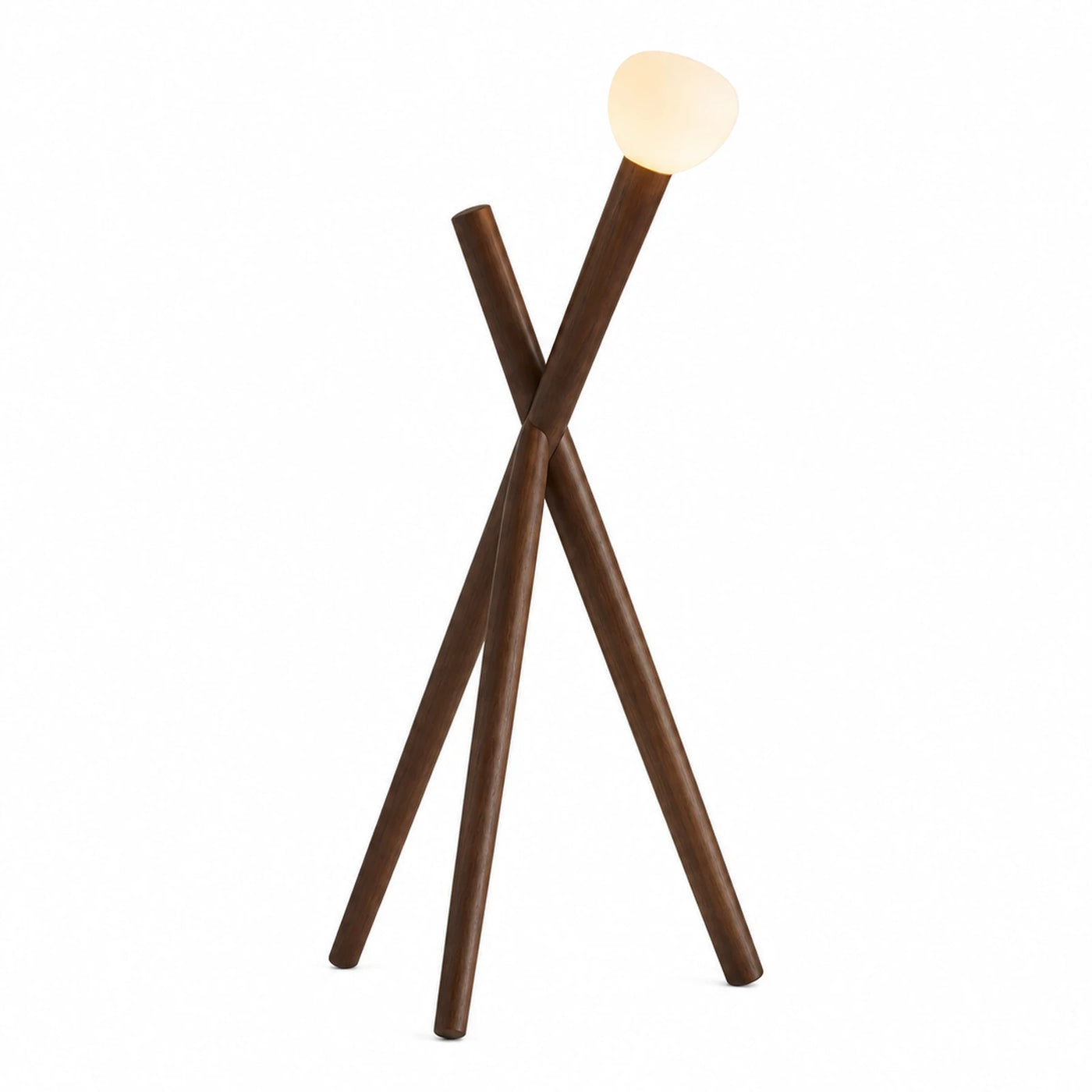 Tripod Wood Floor Lamp with Frosted Glass Shade