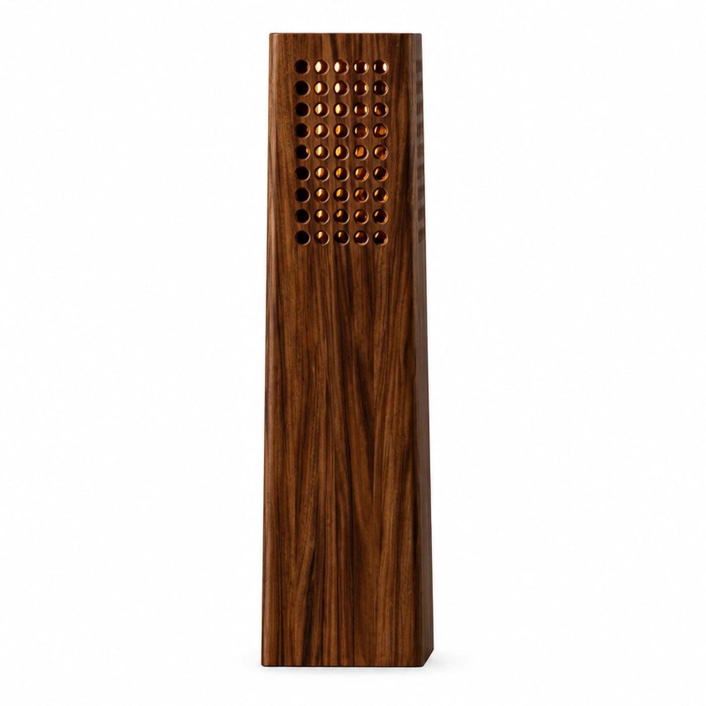Tall Wooden Floor Lamp with Perforated Detail