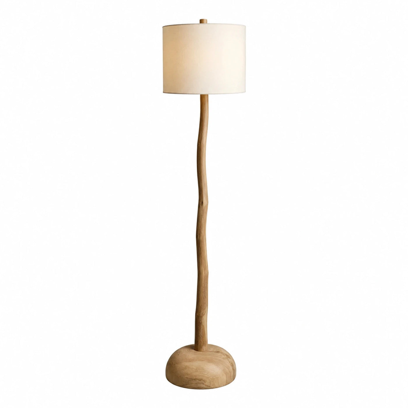 Natural Wood Branch Floor Lamp with Cream Shade