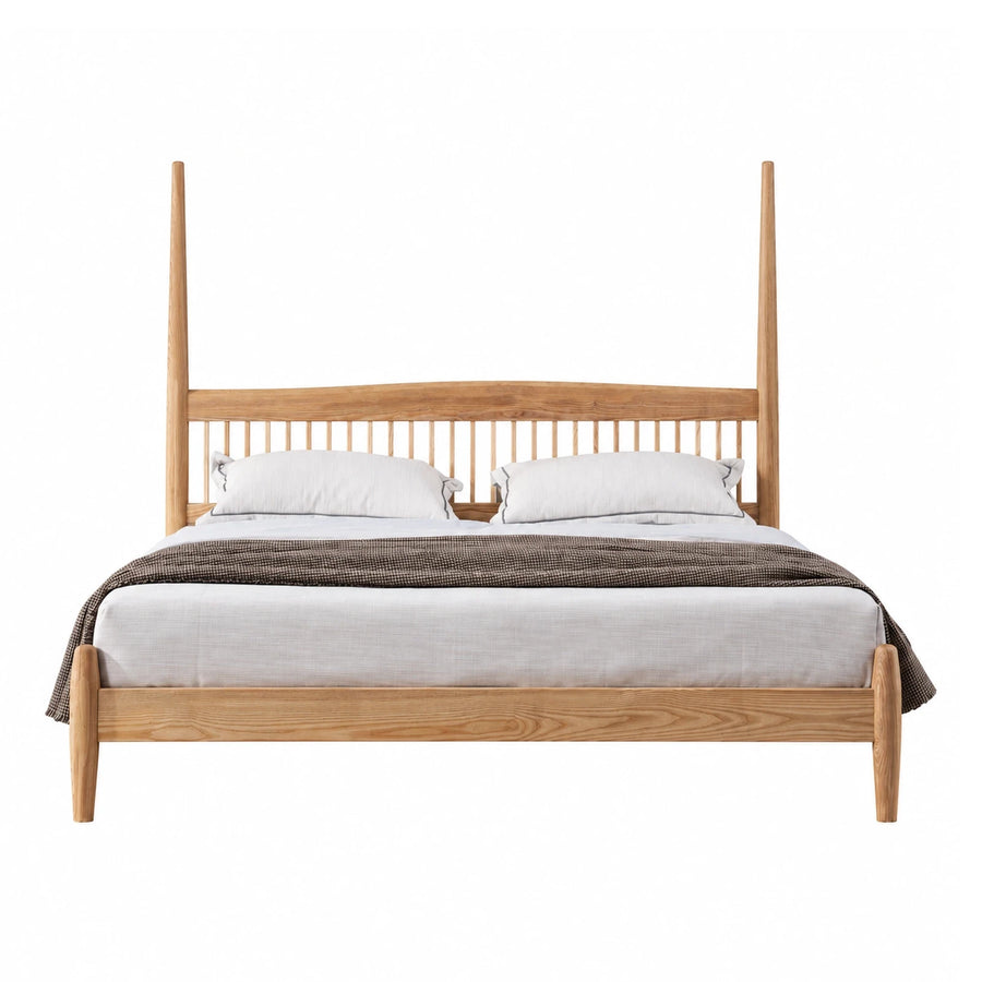 Light Oak Wood Spindle Bed Frame