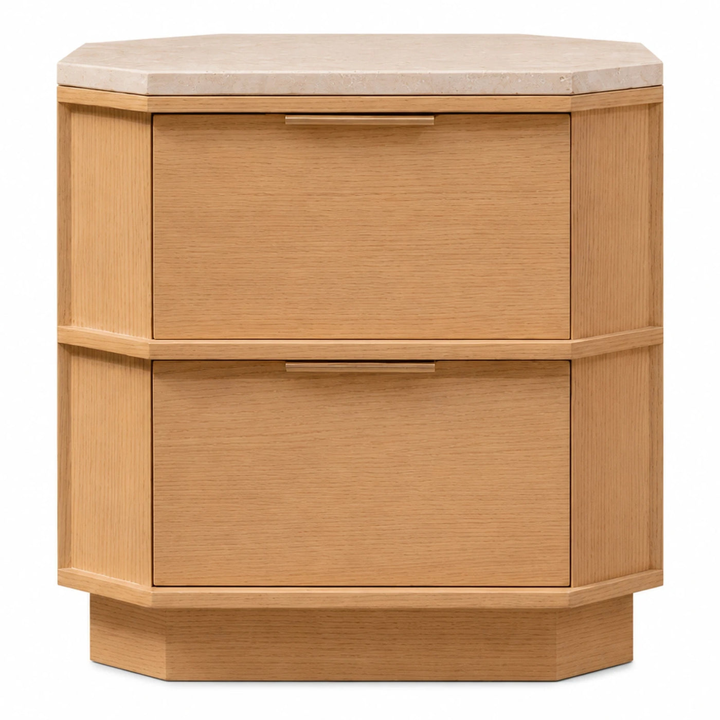 Octagonal Wood Nightstand with Stone Top