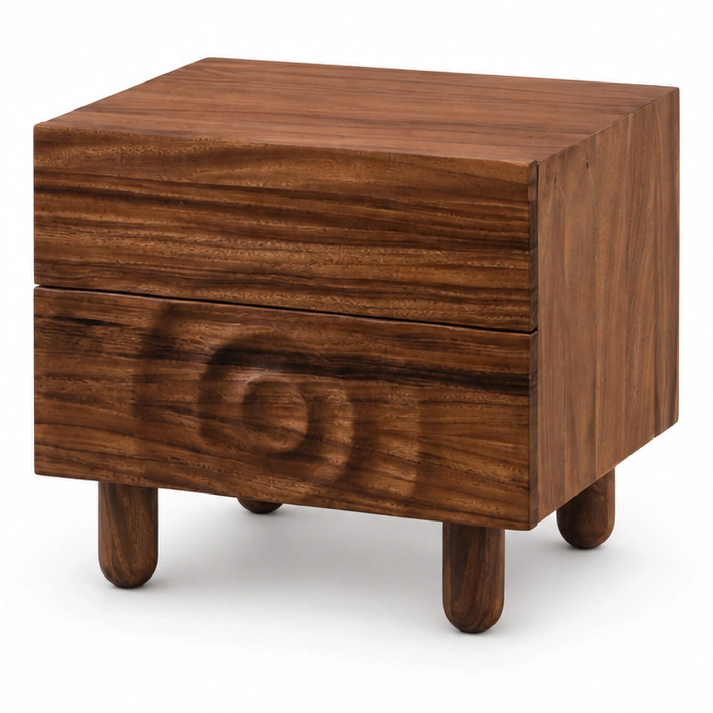 Solid Wood Two-Drawer Nightstand with Tapered Legs