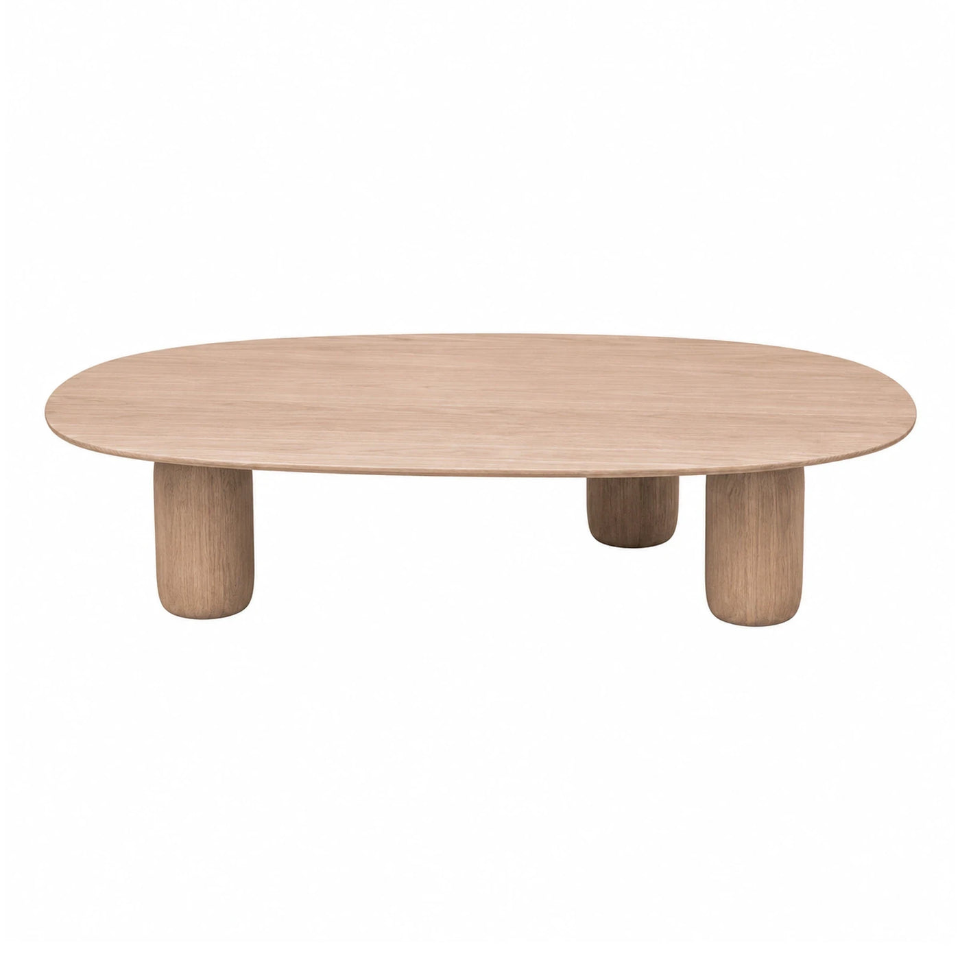 Wide Plank Oval Wooden Coffee Table with Cylindrical Legs Coffee Tables & End Tables