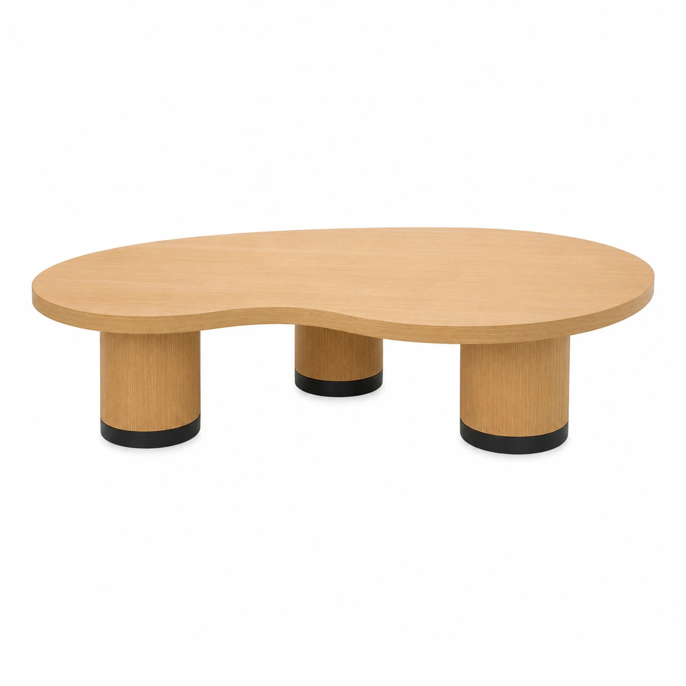 Light Wood Oval Coffee Table with Cylindrical Legs