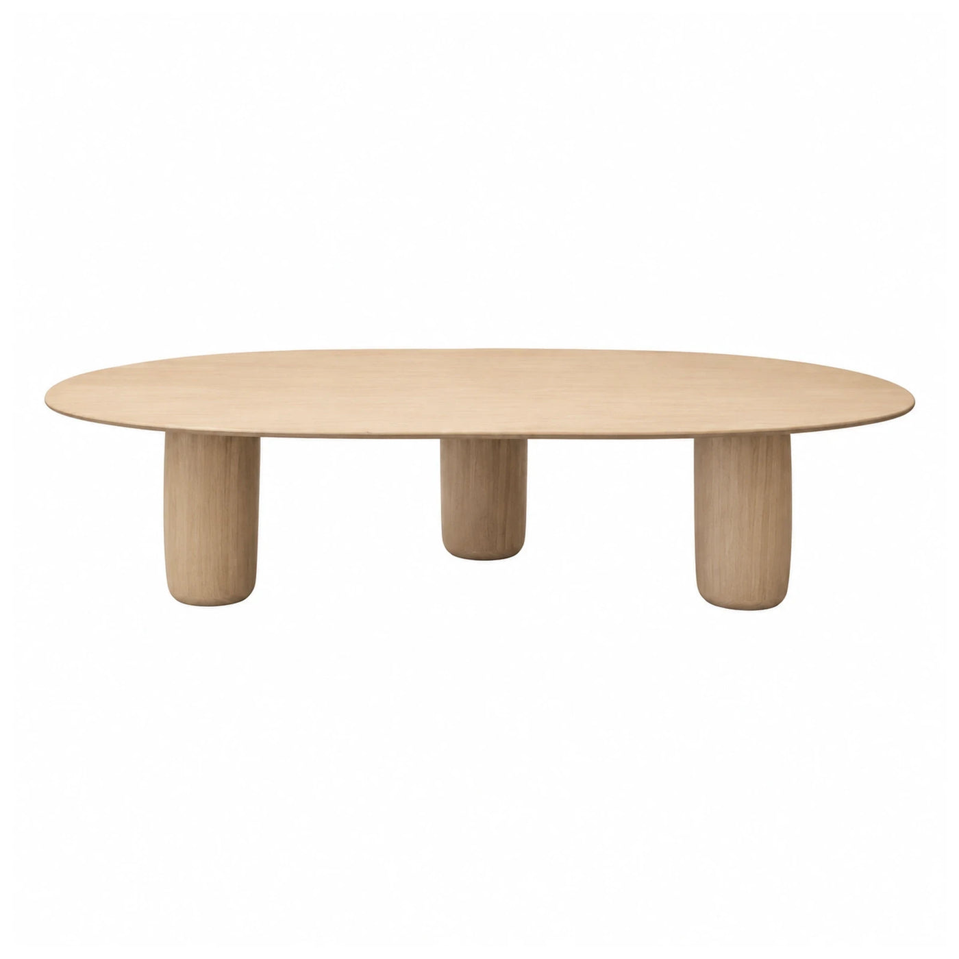 Oval Light Wood Coffee Table with Cylindrical Legs