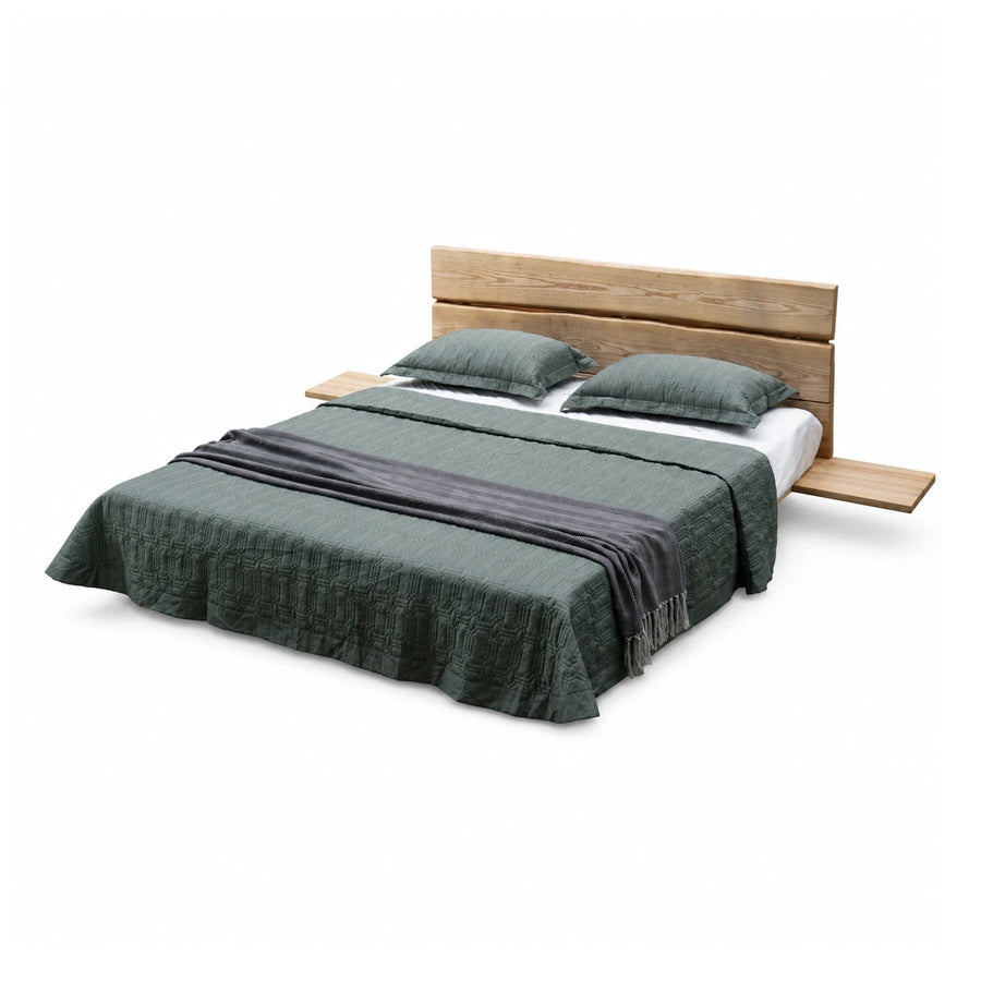 Wooden Platform Bed with Integrated Nightstands