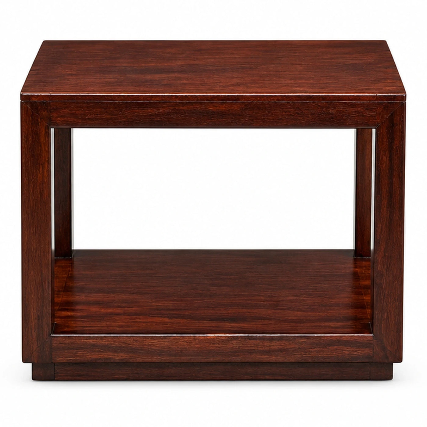 Brown Linear Dark Wood Rectangular Console Table with Lower Shelf Console Tables
