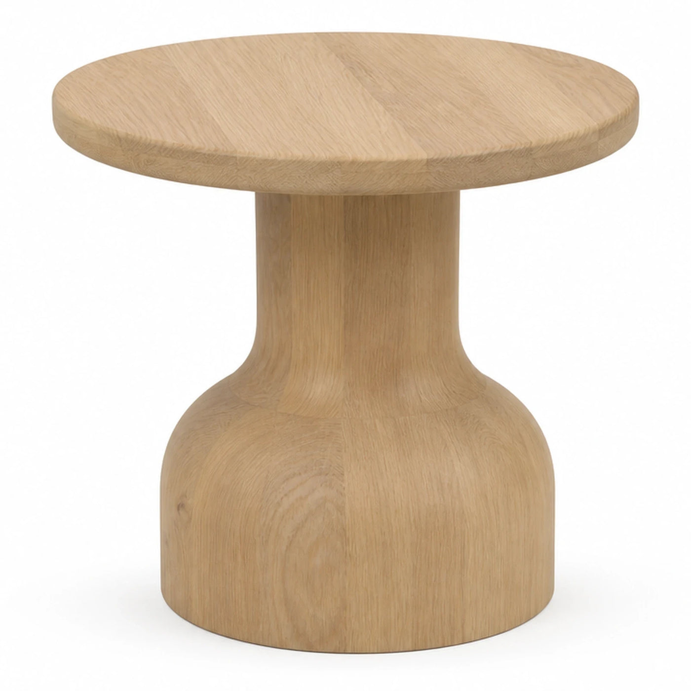 Round Wooden Side Table with Pedestal Base
