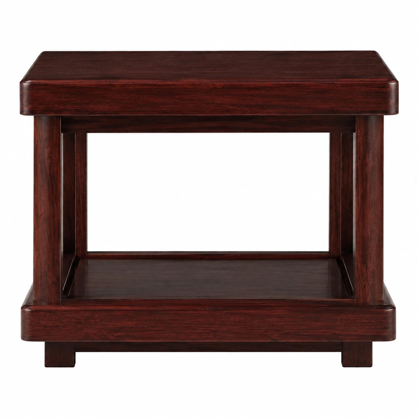 Brown Wide Plank Dark Wood Rectangular Console Table with Lower Shelf Console Tables