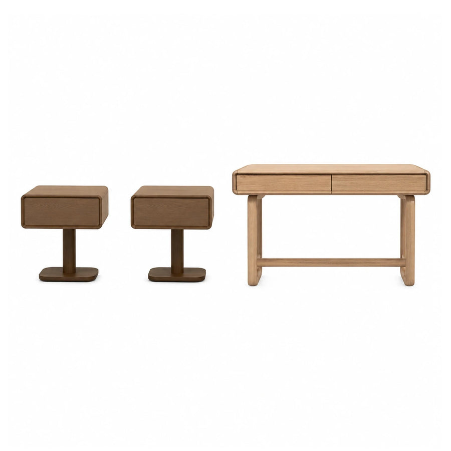 Wooden Bedroom Set with Nightstands and Console Table