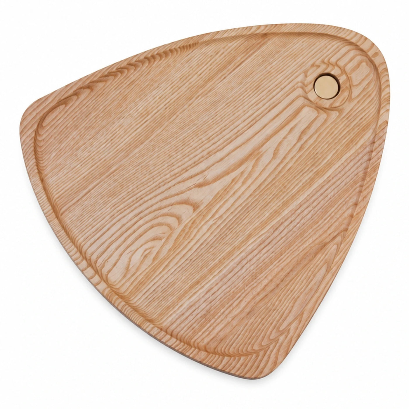 Triangular Wooden Cutting Board with Brass Accent