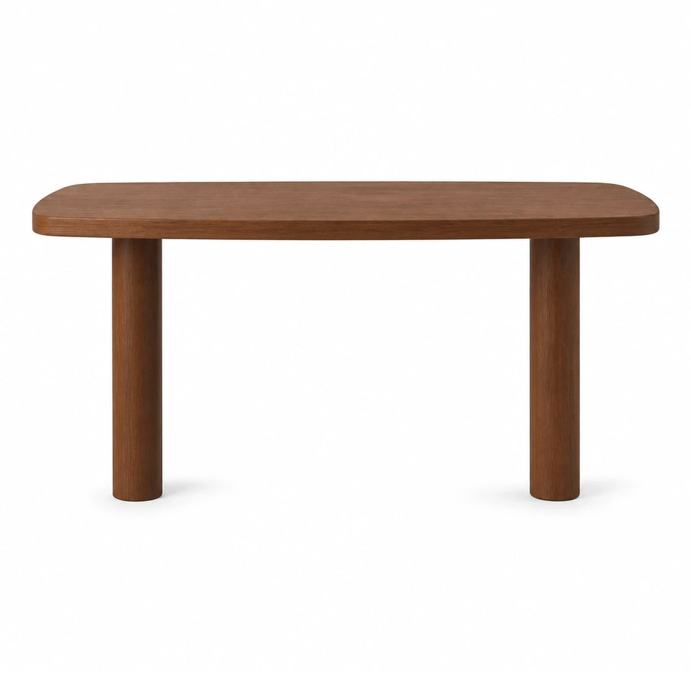 Walnut Wood Oval Dining Table with Cylindrical Legs