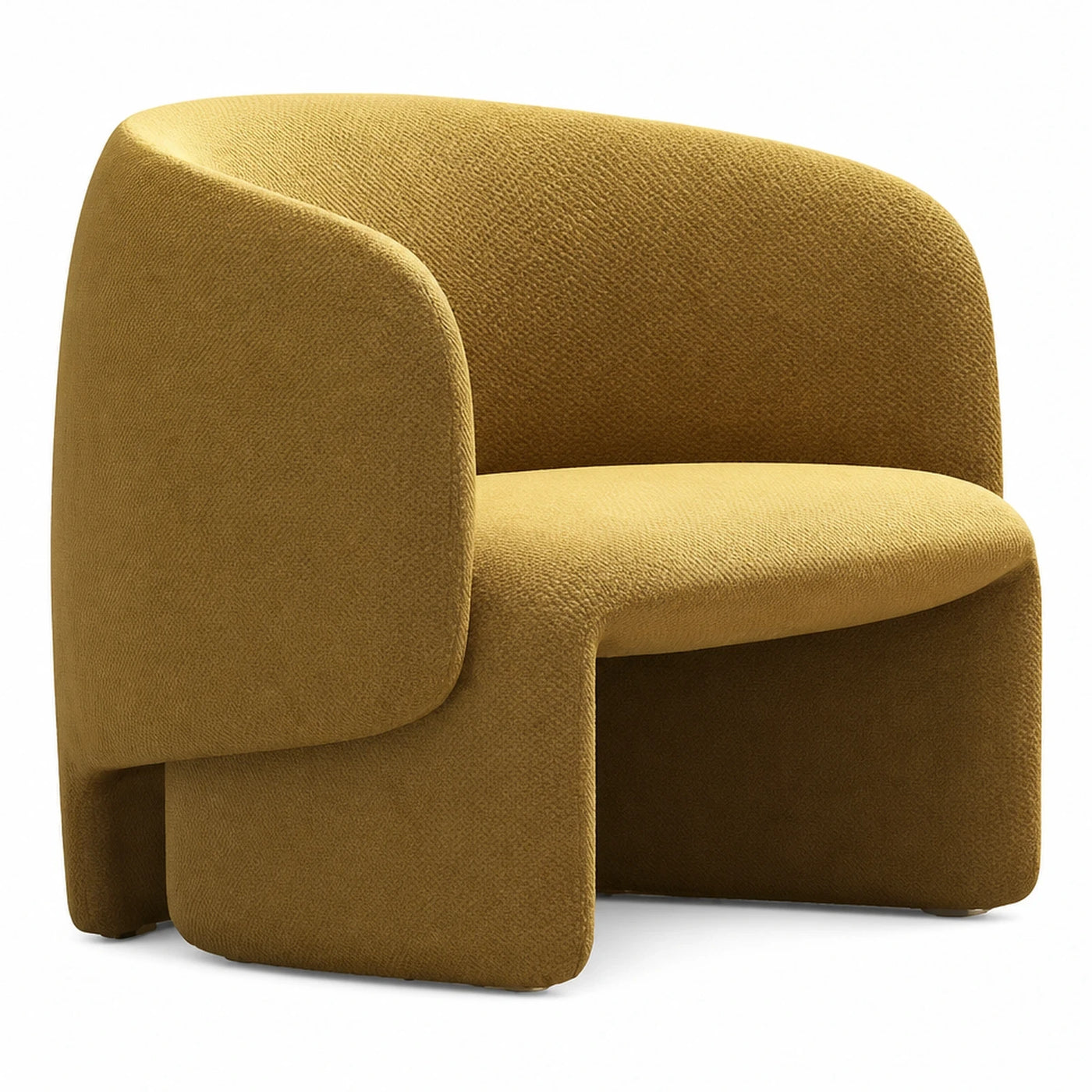 Yellow Boucle Fabric Lounge Chair
