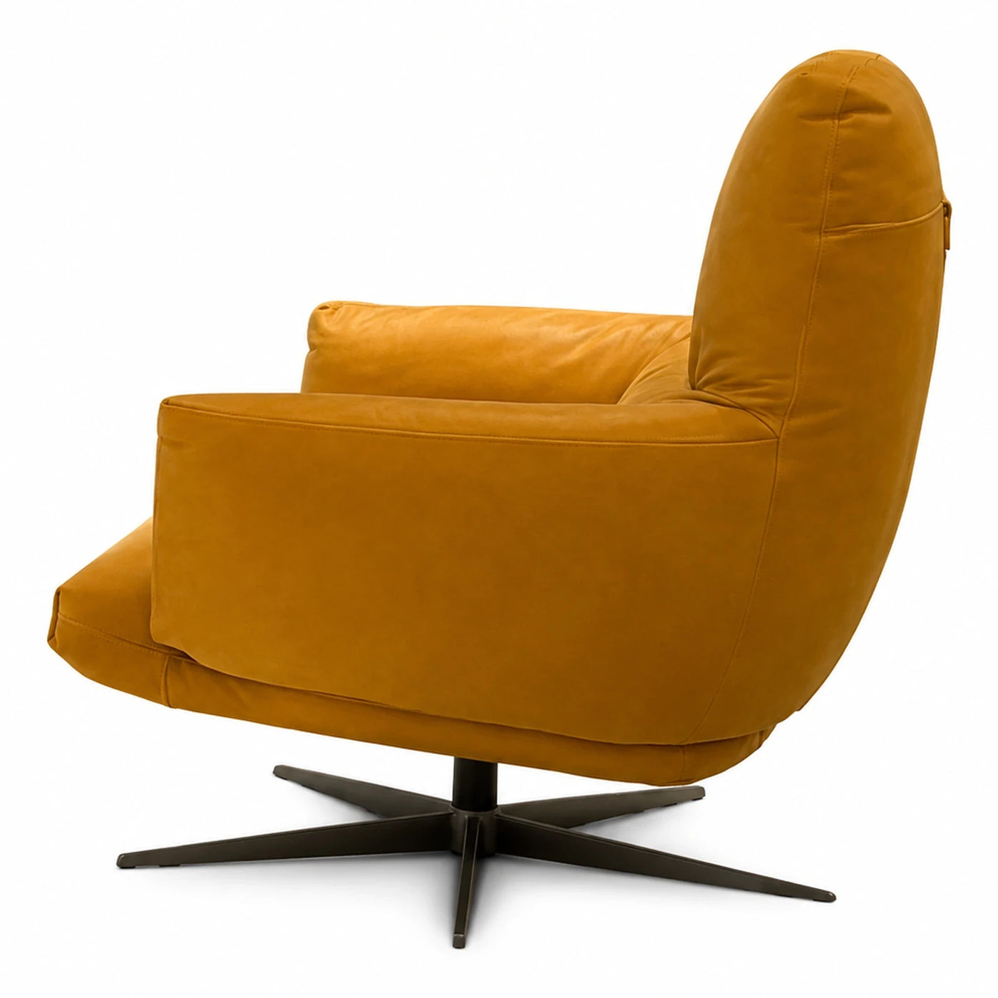 Mustard Yellow Swivel Armchair with Metal Base
