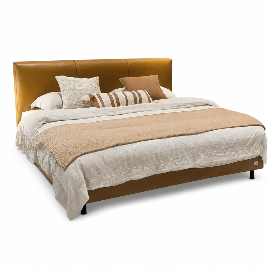 Modern Upholstered Platform Bed with Tall Headboard