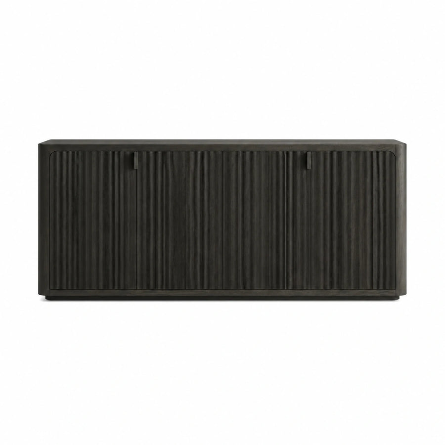 Dark Wood Fluted Sideboard Cabinet