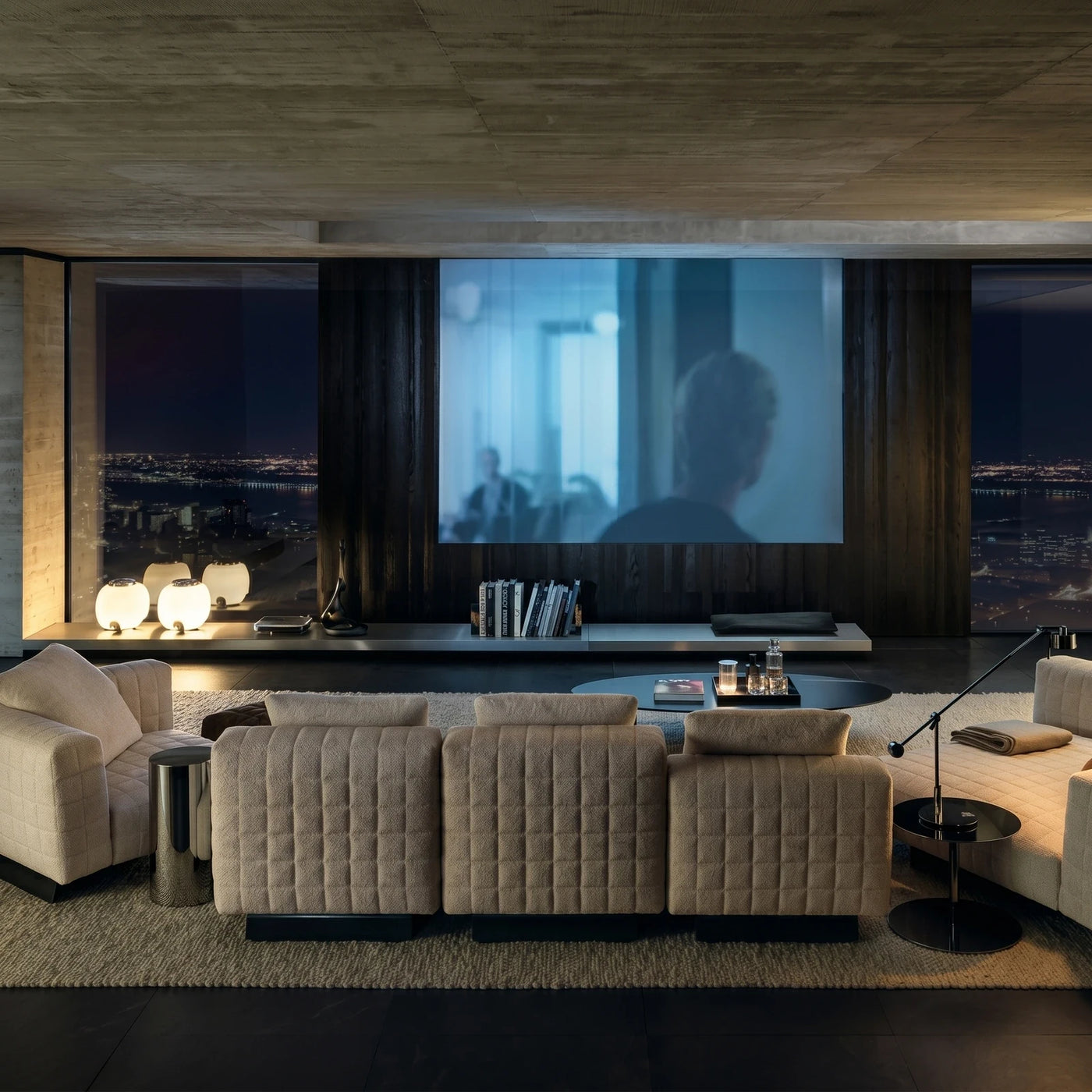 Contemporary Luxury Living Room Night View