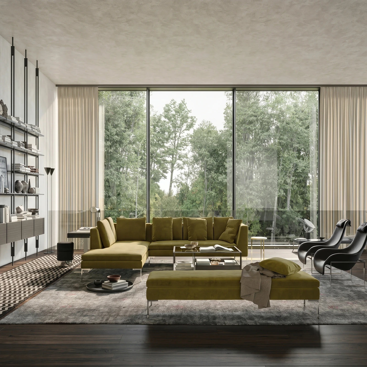 Modern Olive Green Living Room