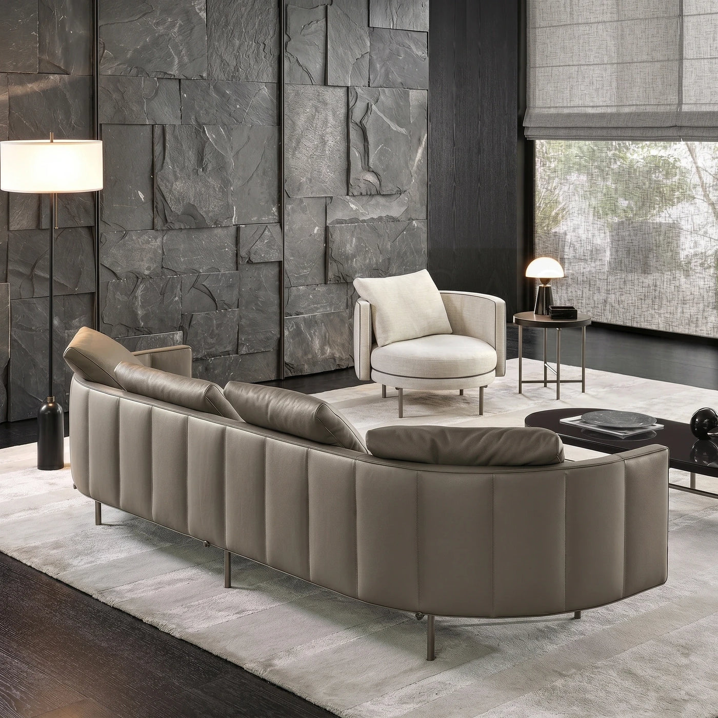 Modern Curved Leather Living Room