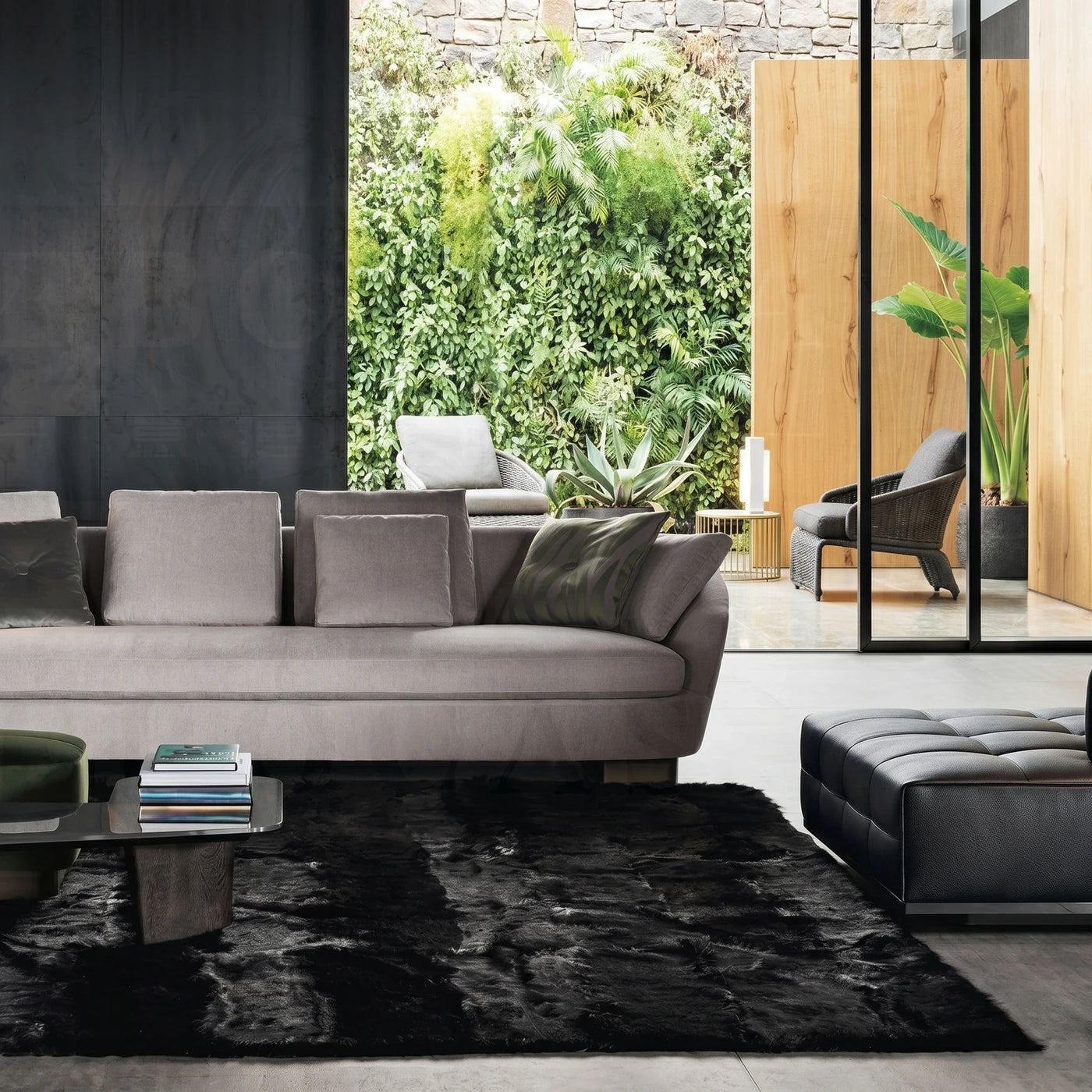 Contemporary Living Room with Garden View