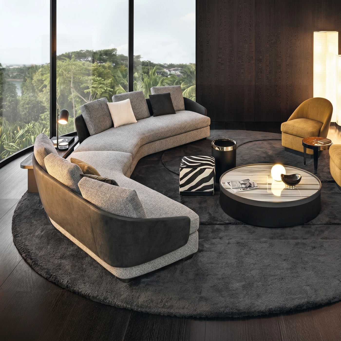 Modern Curved Sectional Living Room