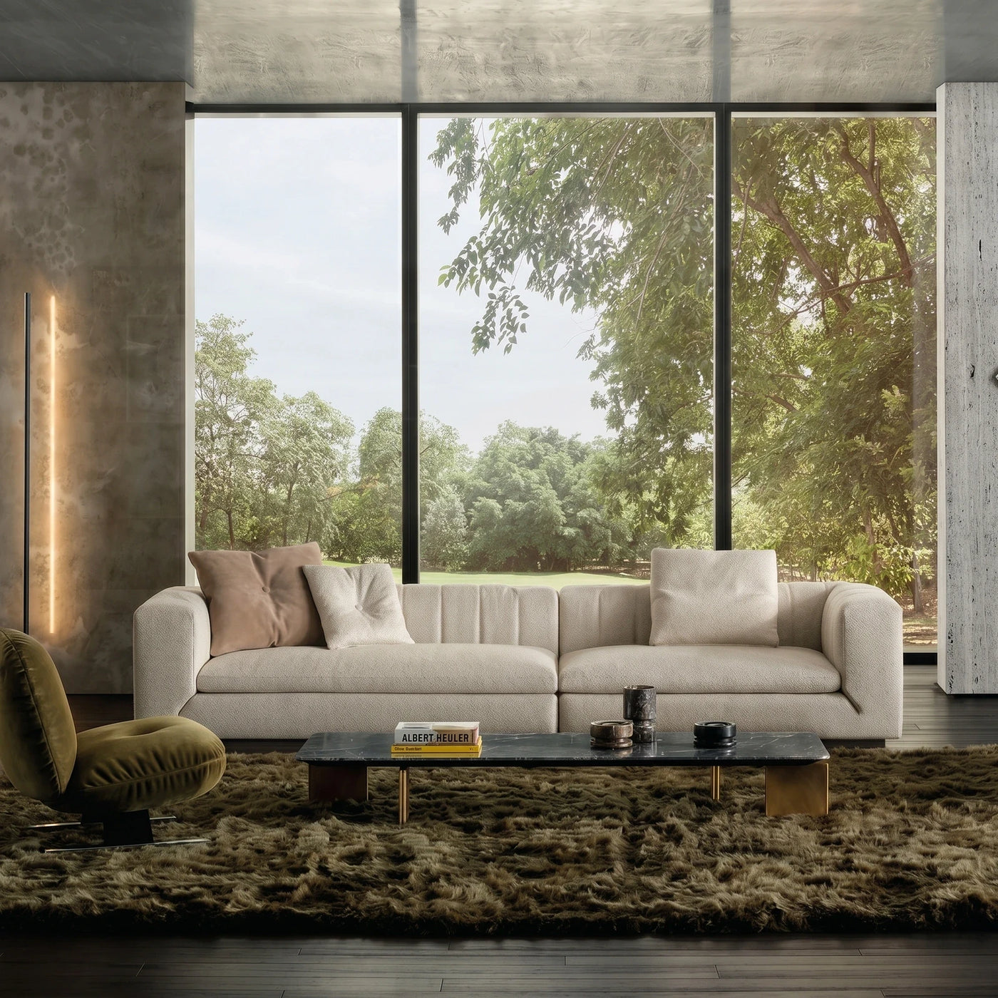 Modern Living Room with Garden View