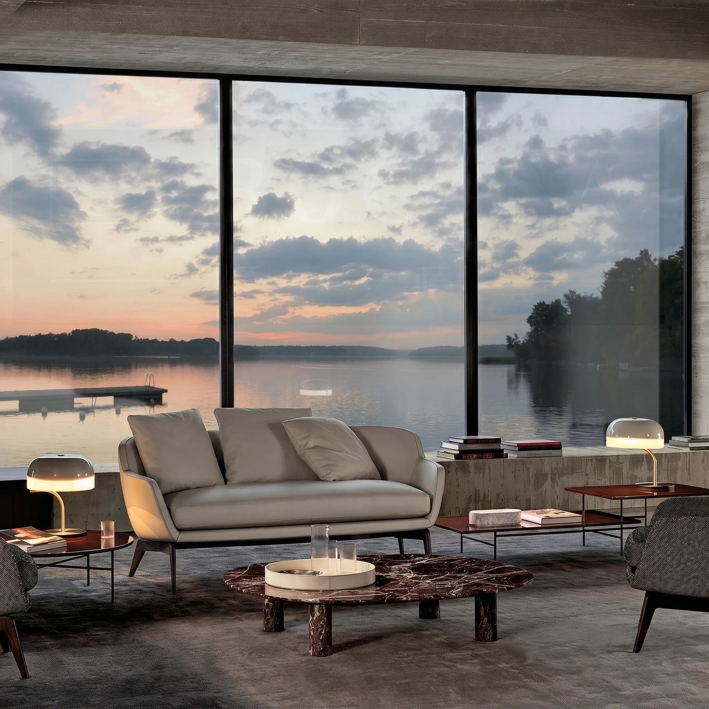 Modern Lakeside Living Room