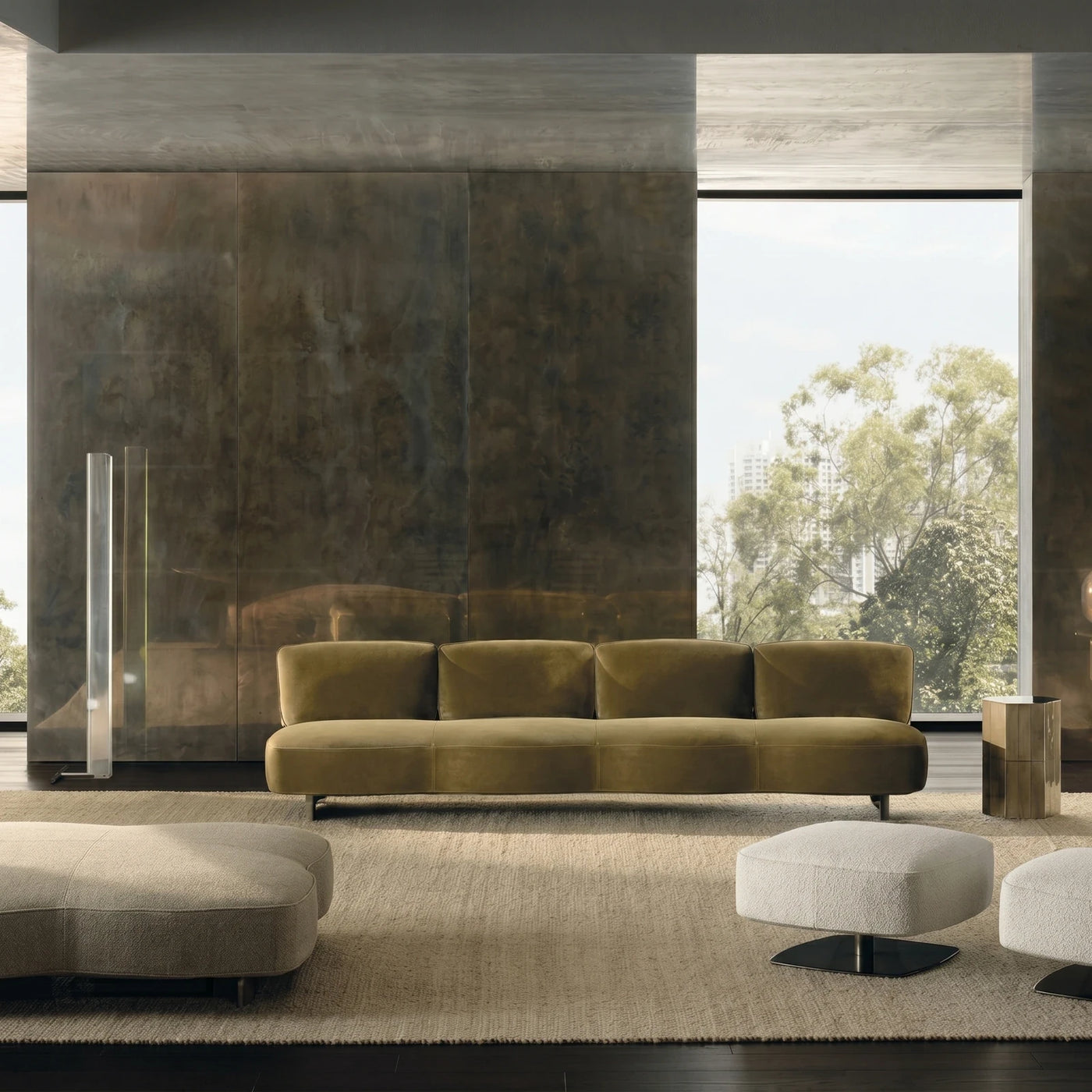 Contemporary Olive Sofa Living Room