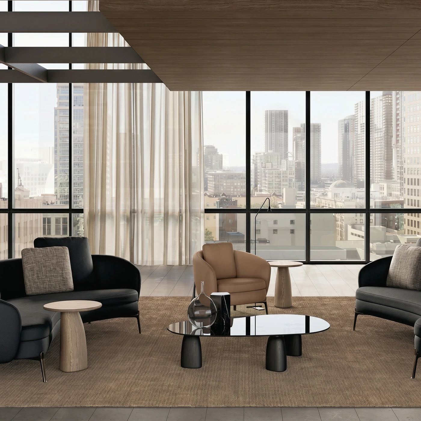 Modern Urban Lounge with City View