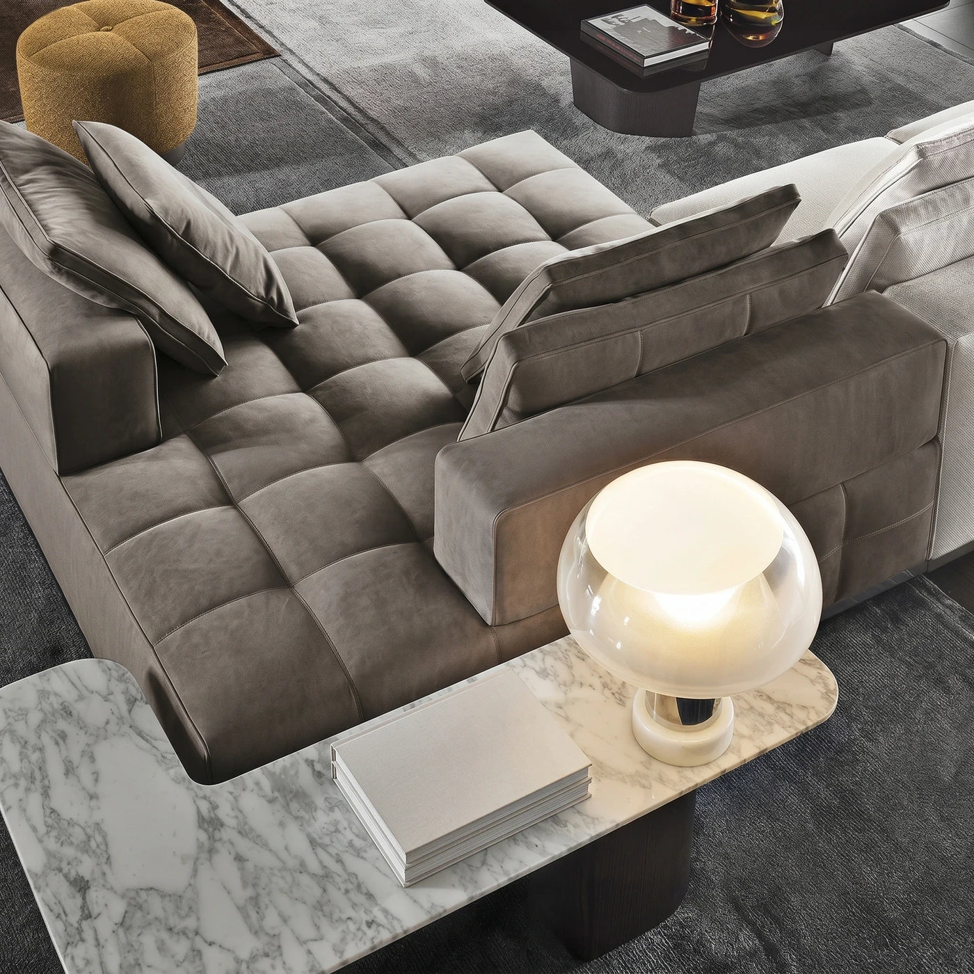 Modern Tufted Sectional Sofa Scene